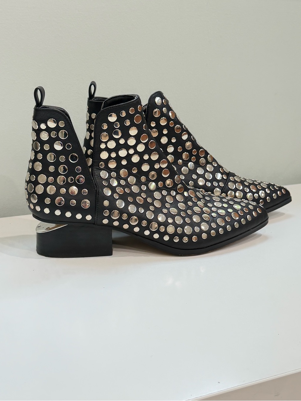 Steven New York Black Leather Studded Boots Women 7.5 Western Rocker Concert